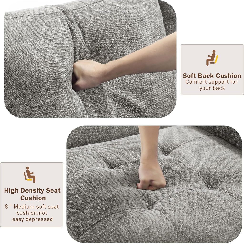 Hanherry 89" Sofa for Living Room, Modern Comfy Sofa with Medium Firm Seat Cushion, Removable Cover,Wide Armrest,USB/Type-C Port,Chenille Fabric Couches for Small Space,Apartment