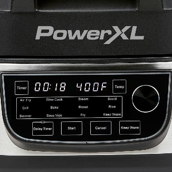PowerXL Grill Air Fryer Combo Plus 6 QT 12 in 1 Indoor Slow Cooker, Roast, Bake, 1550 Watts, Stainless Steel Finish : Home &amp; Kitchen